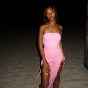 Pink strapless dress